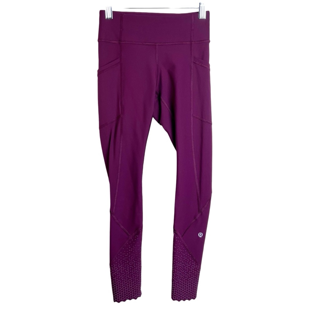 Lululemon Tight Stuff Tight II 25" Burgundy Maroon Size 2 Reflective